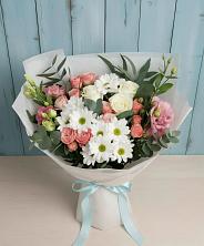 Букет цветов из:  Розы, Лизиантусы и Хризантемы в Шенкурске