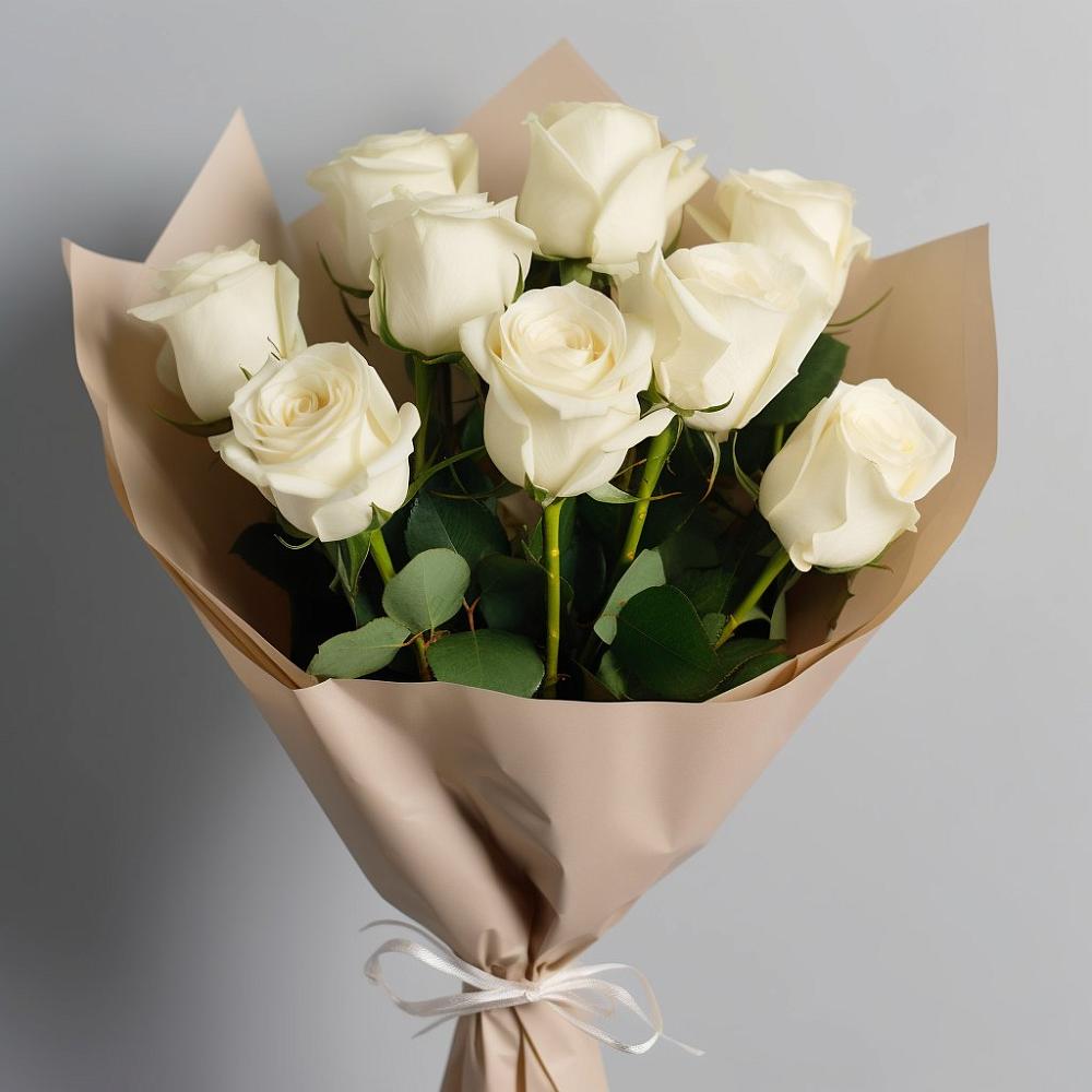 Букет 9 Белых роз Эдлесс Лав в Шенкурске