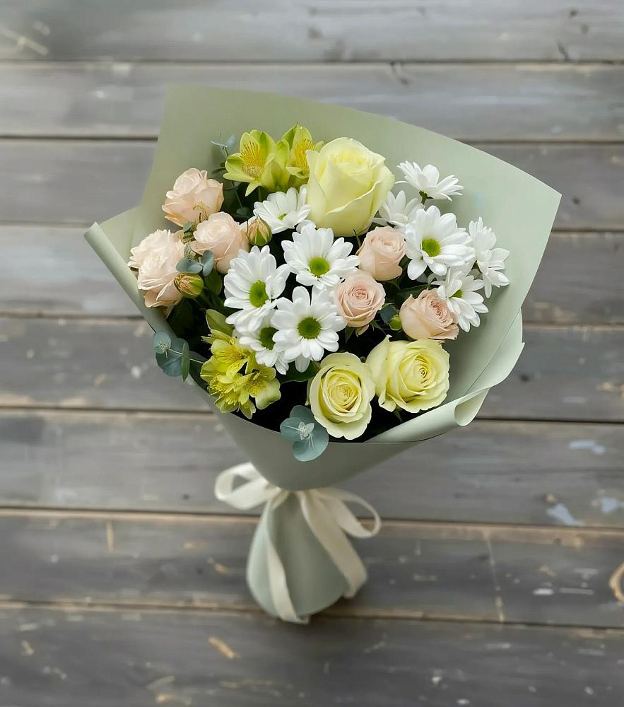 Букет цветов из: Альстромерии, Розы и Хризантемы в Шенкурске