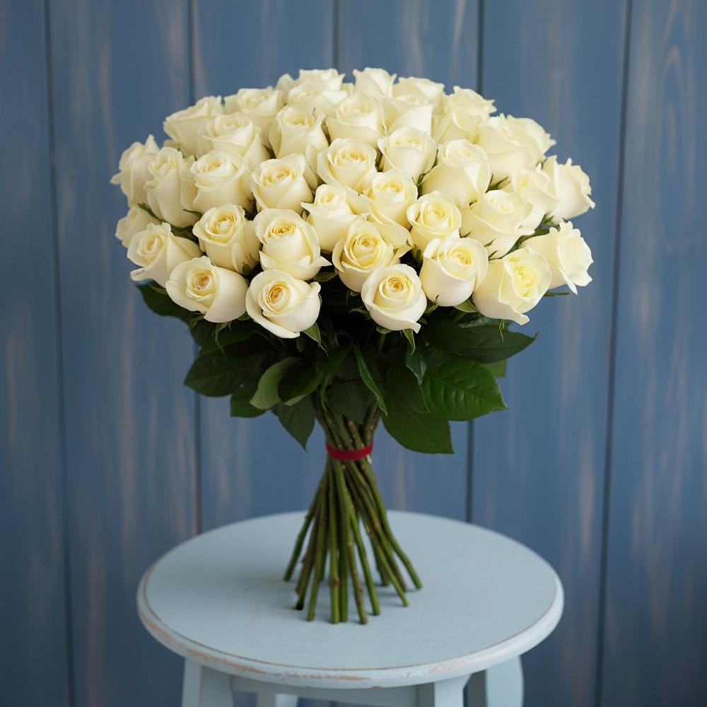 Букет 51 Белая роза Эдлесс Лав в Шенкурске
