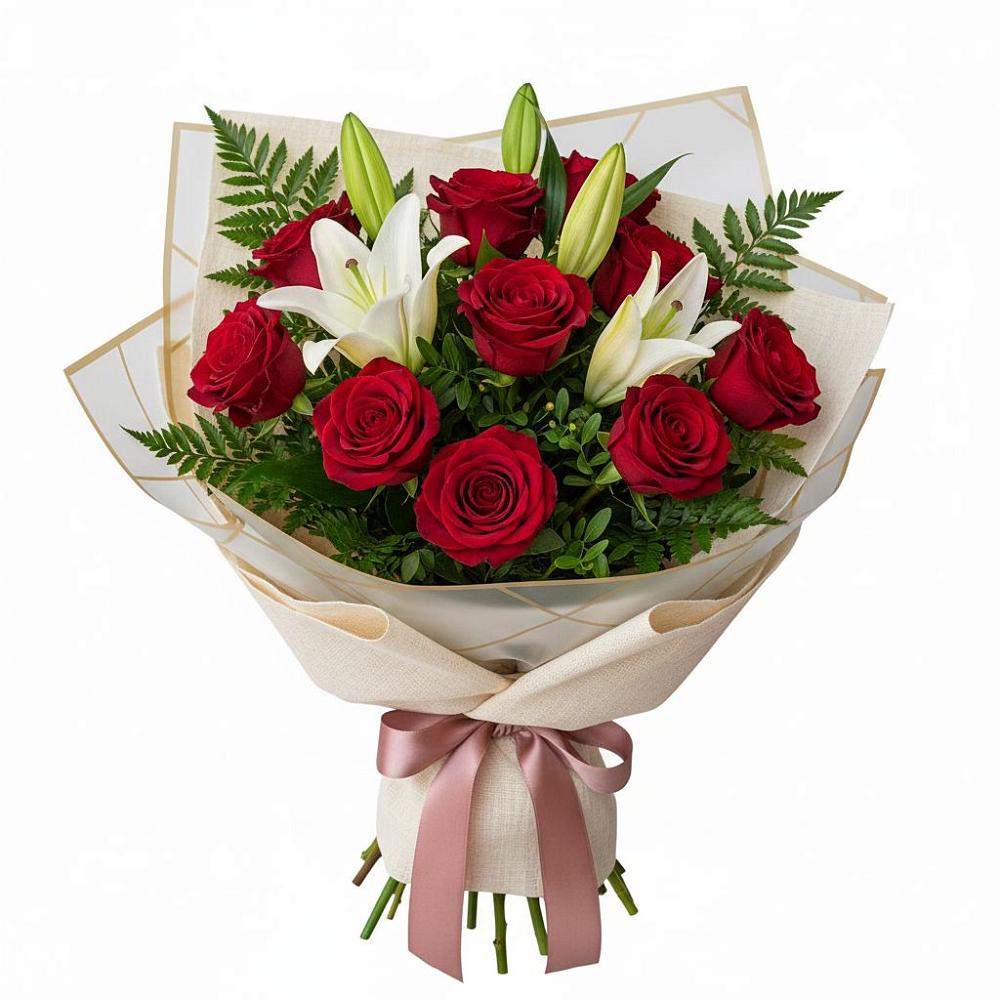 Букет цветов из: Лилии и Розы в Шенкурске