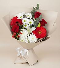 Букет цветов из:  Розы, Хризантемы, Герберы и Лилии в Шенкурске