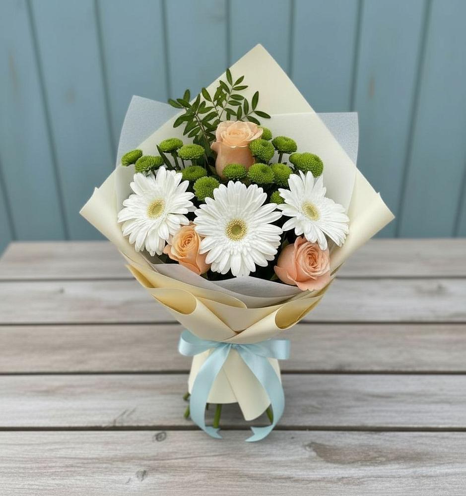 Букет цветов из: Герберы, Розы и Хризантемы в Шенкурске