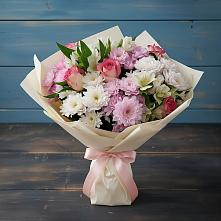 Букет цветов из:  Хризантемы, Альстромерии и Розы в Шенкурске
