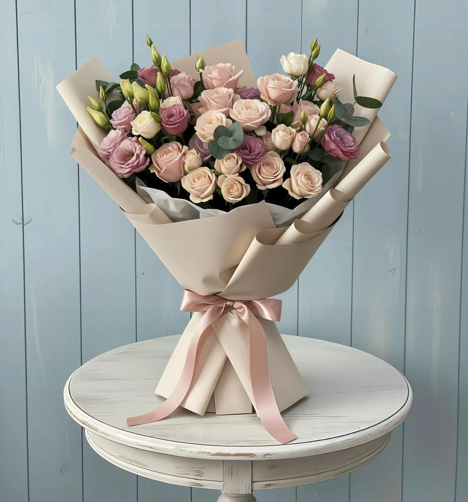 Букет цветов из: Розы и Лизиантусы в Шенкурске