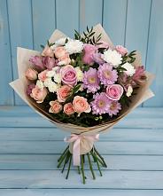 Букет цветов из:  Хризантемы, Розы и Альстромерии в Шенкурске