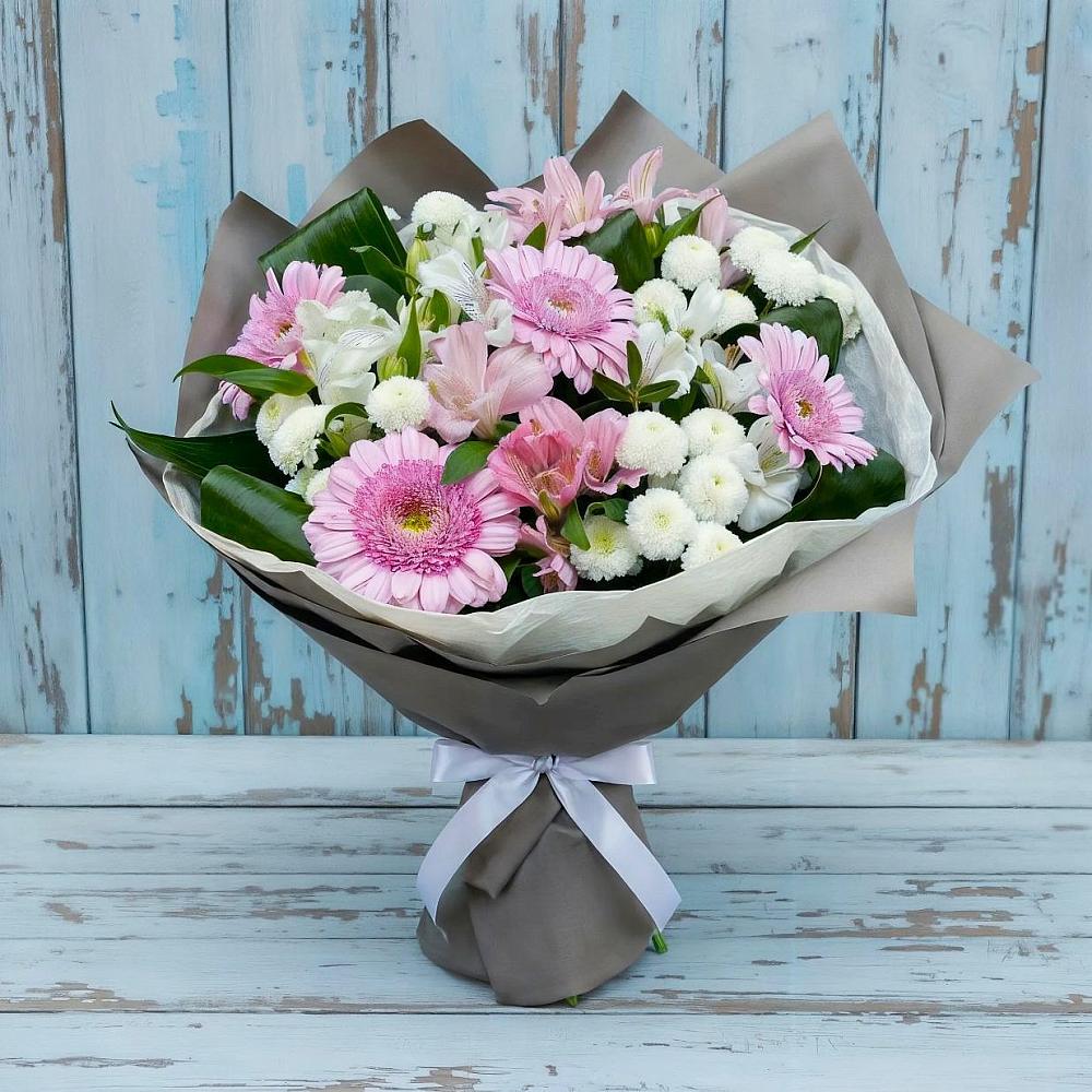 Букет цветов из: Герберы, Альстромерии и Хризантемы в Шенкурске