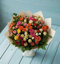 Букет Микс из разноцветных кустовых роз в Шенкурске